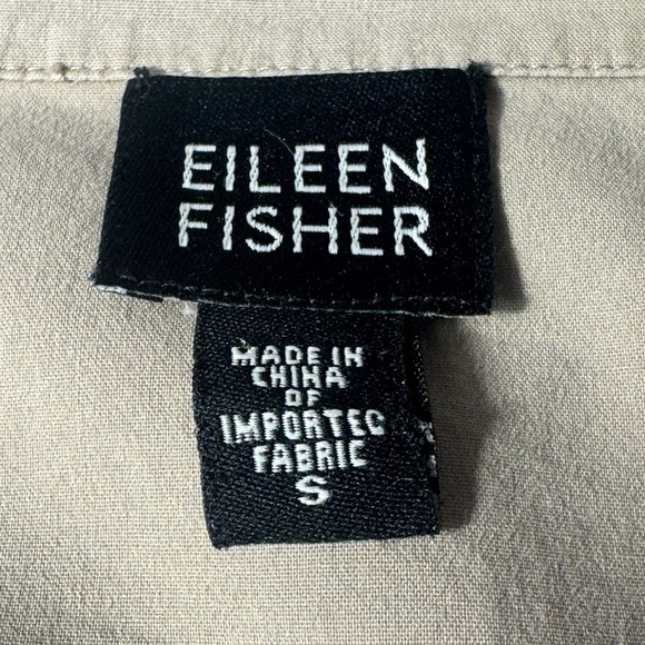 Eileen Fisher Open Front Notched Collar Khaki Blazer Jacket Size Small - Picture 11 of 11